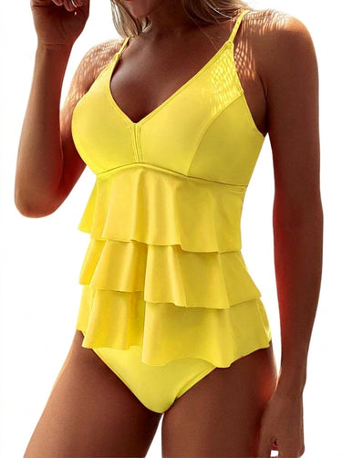 Women's Tiered Ruffle V-Neck Swimsuit with Spaghetti Straps | imported-image-1