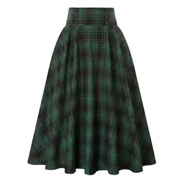 Women's High-Waisted Plaid Midi Skirt with Button Details | imported-image-5