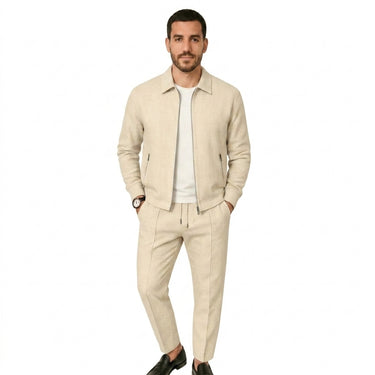Men's Textured Zip-Up Jacket and Drawstring Trousers Set | imported-image-1