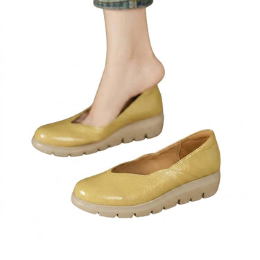 Women's Wedge Ballerinas with V-Shaped Throat and Textured Upper | imported-image-1