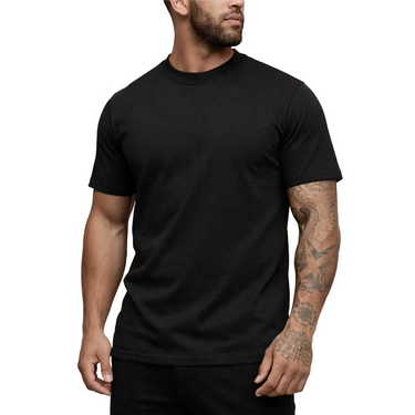 Men's Crew Neck Short Sleeve Textured T-shirt Black
