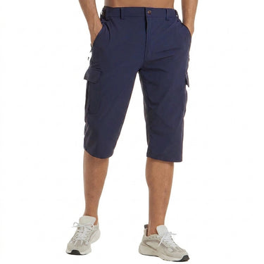 Men's Knee Length Cargo Shorts with Side Pockets and Belt Loops Dark Blue