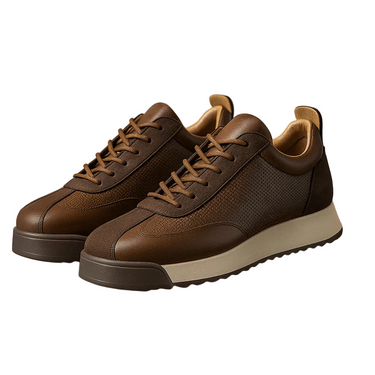Men's Lace Up Sneakers With Platform Soles Brown