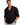 Men's Long-Sleeve Band Collar Henley Shirt with Textured Fabric Black