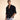 Men's Long-Sleeved Button-Down Linen Shirt with Spread Collar Black