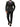 Men's Pinstripe Suit with Peak Lapels and Gold Tone Buttons Black