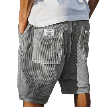 Men's Ribbed Texture Shorts with Side and Back Pockets Grey