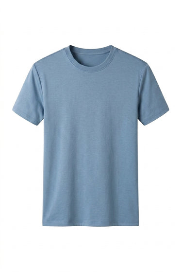 Men's Round Neck Short Sleeve Regular Fit T-shirt Light Blue
