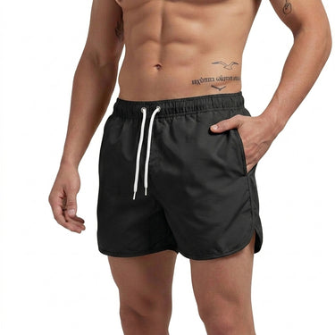 Men's Swim Shorts with Drawstring and Curved Hem Black