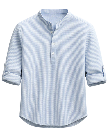 Men's Textured Mandarin Collar Shirt