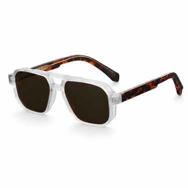 Unisex Double Bridge Square Sunglasses Ice & Tortoise
