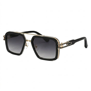 Women Square Double Bridge Sunglasses Black & Gold