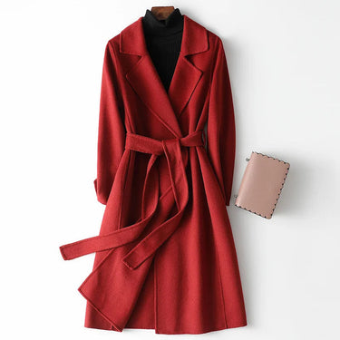 Women’s Belted Wrap Coat with Notched Lapels-Coats for women-CaldwellVoss