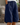 Women's Button Front Elastic Waist Knee Length Shorts Navy Blue