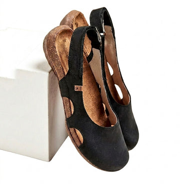 Women's Closed Toe Slingback Sandals with Side Cutouts Black