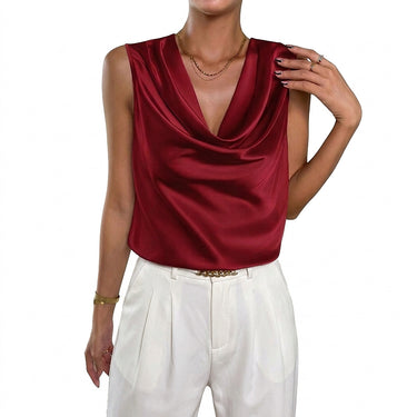 Women's Cowl Neck Satin Vest Top 1