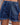 Women's Elastic Waist Drawstring Frayed Denim Shorts Dark Blue