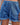 Women's Elastic Waist Drawstring Frayed Denim Shorts Light Blue