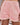 Women's Elastic Waist Drawstring Frayed Denim Shorts Pink