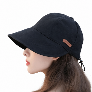 Women’s Hat with Adjustable Back and Curved Brim Black
