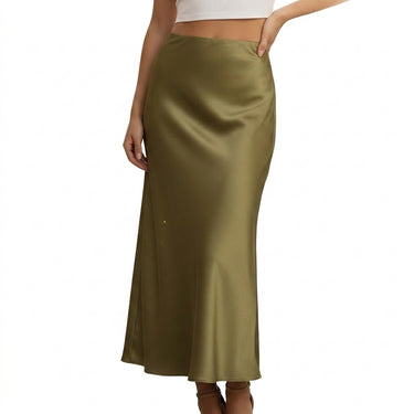 Women's High Waisted Ankle Length Flared Skirt Dark Green