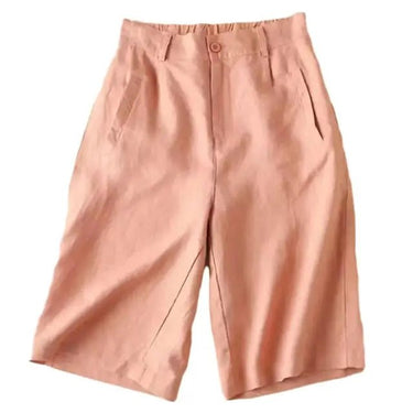 Women’s Knee Length Pleated Linen Blend Shorts Brick Red