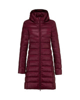 Women’s Long Puffer Jacket with Hood and Zip Closure-Jacket for women-CaldwellVoss