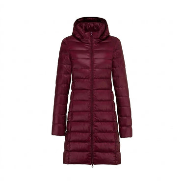 Women’s Long Puffer Jacket with Hood and Zip Closure-Jacket for women-CaldwellVoss