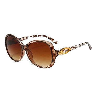 Women's Patterned Butterfly Sunglasses with Metallic Accents Leopard