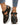 Women's Platform Cut-Out Sandals with Hook-and-Loop Strap Black