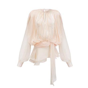 Women's Pleated Ruffled Mini Dress with Sash Neutrals