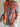 Women's Printed Button Down Shirt with Front Pockets Orange