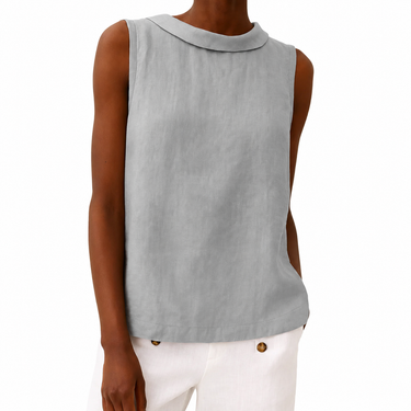 Women's Sleeveless Roll Collar Top Grey