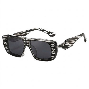 Women's Square Patterned Studded Sunglasses Zebra