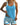 Women's Tankini Set with Scoop Neck Top and Patterned Shorts Light Blue