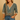 Women’s V Neck Blouse with Crochet Trim and Printed Pattern Green