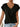 Women's V-Neck Short Cuffed Sleeve Top with Front Twist Hem Black