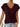 Women's V-Neck Short Cuffed Sleeve Top with Front Twist Hem Burgundy Red
