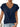 Women's V-Neck Short Cuffed Sleeve Top with Front Twist Hem Dark Blue