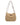 Womens Woven Texture Shoulder Bag With Double Straps And Front Patch Beige