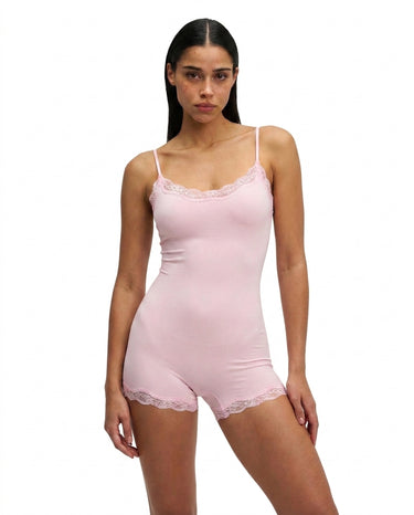 Women's Sleeveless Lace-Trimmed Romper with Adjustable Straps | imported-image-3