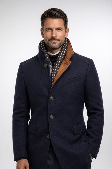Men’s Blend Overcoat with Quilted Lining and Stand Collar-Coats for men-CaldwellVoss