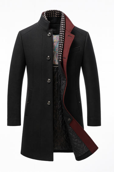 Men’s Blend Overcoat with Quilted Lining and Stand Collar-Coats for men-CaldwellVoss