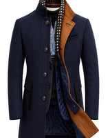 Men’s Blend Overcoat with Quilted Lining and Stand Collar-Coats for men-CaldwellVoss