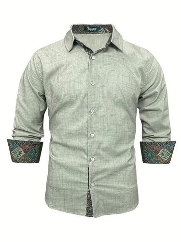 Men’s Button-Up Shirt with Patterned Trim-Shirts for men-CaldwellVoss