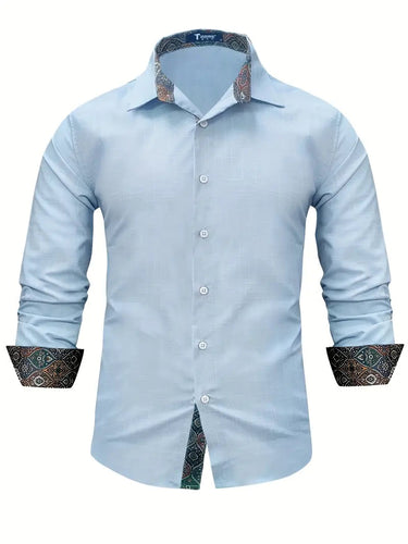 Men’s Button-Up Shirt with Patterned Trim-Shirts for men-CaldwellVoss