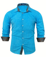 Men’s Button-Up Shirt with Patterned Trim-Shirts for men-CaldwellVoss
