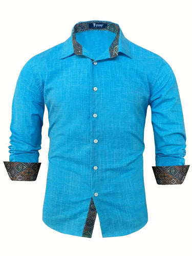 Men’s Button-Up Shirt with Patterned Trim-Shirts for men-CaldwellVoss