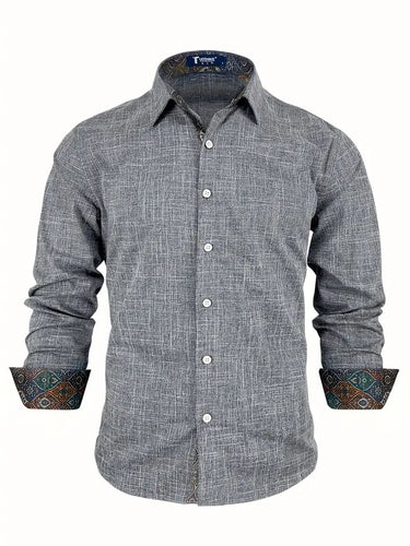Men’s Button-Up Shirt with Patterned Trim-Shirts for men-CaldwellVoss