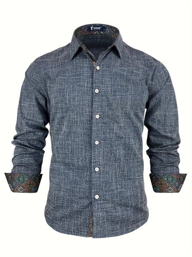 Men’s Button-Up Shirt with Patterned Trim-Shirts for men-CaldwellVoss